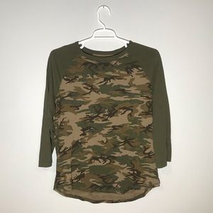 Express Camo 3/4 sleeve baseball shirt Large